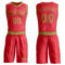 Custom Fire Red Old Gold Round Neck Suit Basketball Jersey