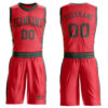 Custom Fire Red Green Round Neck Suit Basketball Jersey