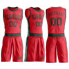 Custom Fire Red Green Round Neck Suit Basketball Jersey