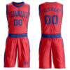 Custom Fire Red Royal Round Neck Suit Basketball Jersey