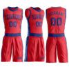 Custom Fire Red Royal Round Neck Suit Basketball Jersey