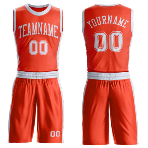 BSuit0617 Custom Orange White Round Neck Suit Basketball Jersey