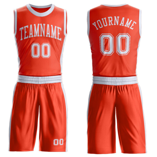 Custom Orange White Round Neck Suit Basketball Jersey