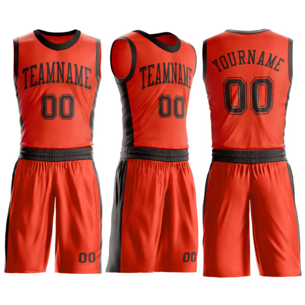 Custom Orange Brown Round Neck Suit Basketball Jersey