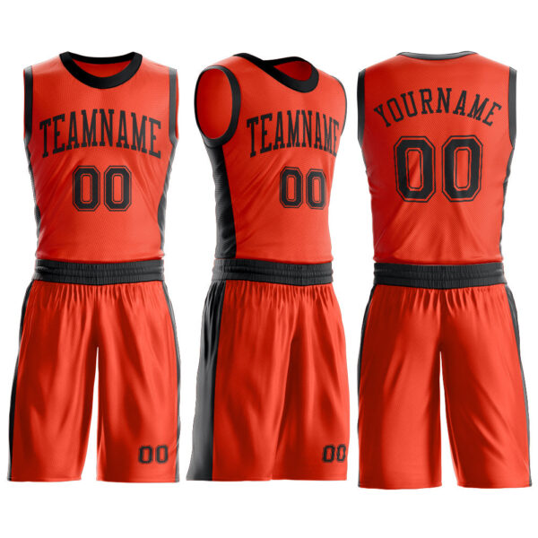 Custom Orange Black Round Neck Suit Basketball Jersey