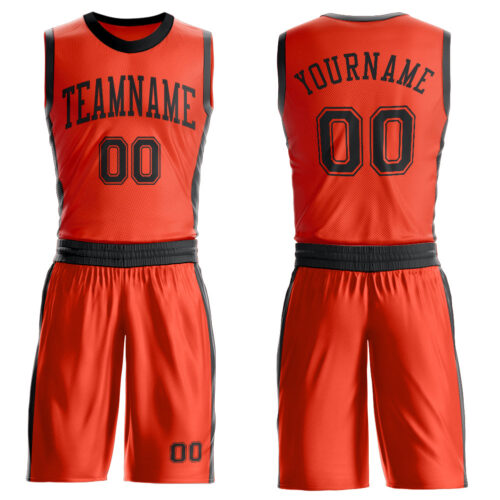 Custom Orange Black Round Neck Suit Basketball Jersey