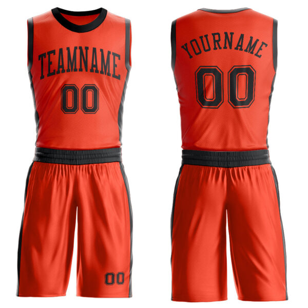 Custom Orange Black Round Neck Suit Basketball Jersey
