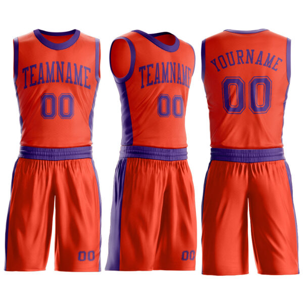 Custom Orange Purple Round Neck Suit Basketball Jersey
