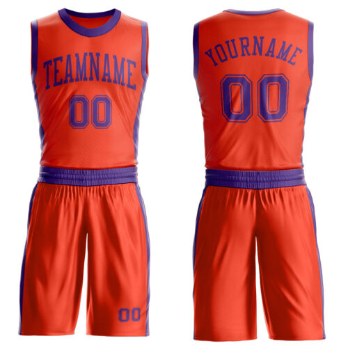 Custom Orange Purple Round Neck Suit Basketball Jersey