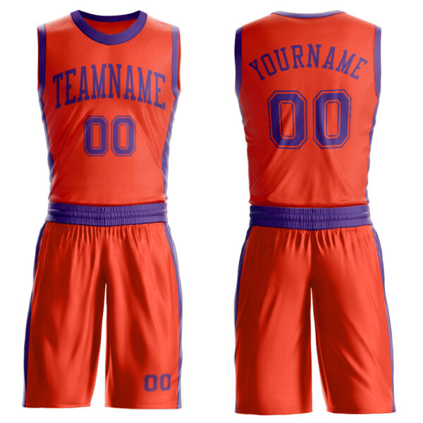 Custom Orange Purple Round Neck Suit Basketball Jersey
