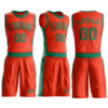 Custom Orange Kelly Green Round Neck Suit Basketball Jersey