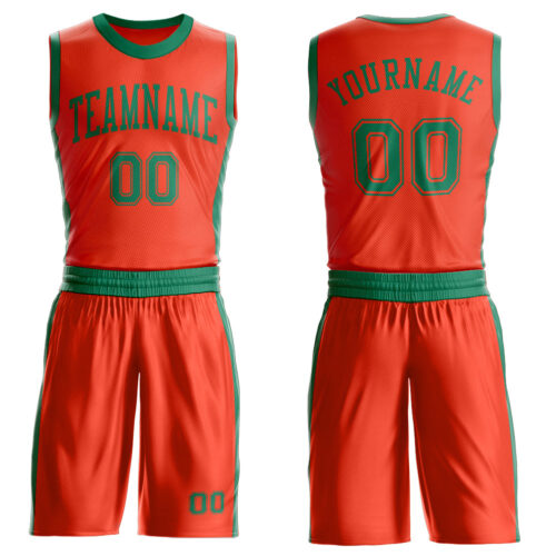 Custom Orange Kelly Green Round Neck Suit Basketball Jersey