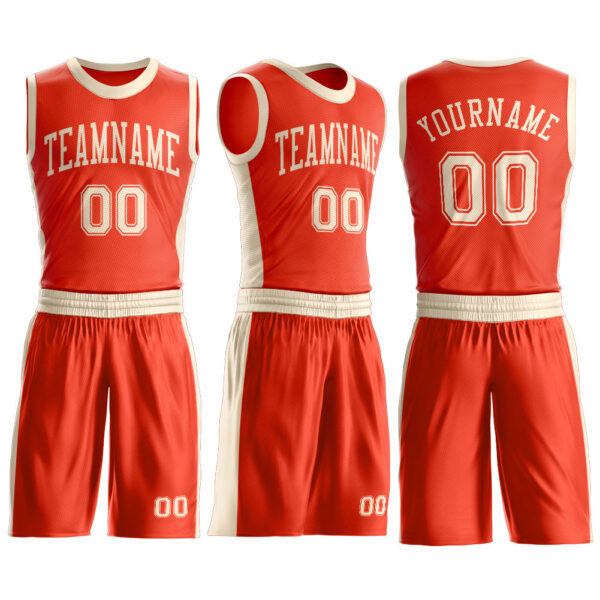 Custom Orange Cream Round Neck Suit Basketball Jersey