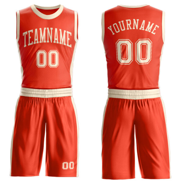 Custom Orange Cream Round Neck Suit Basketball Jersey