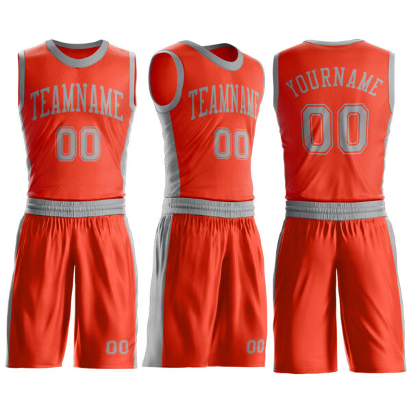 Custom Orange Gray Round Neck Suit Basketball Jersey