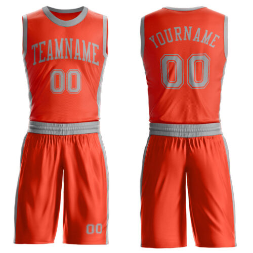 Custom Orange Gray Round Neck Suit Basketball Jersey