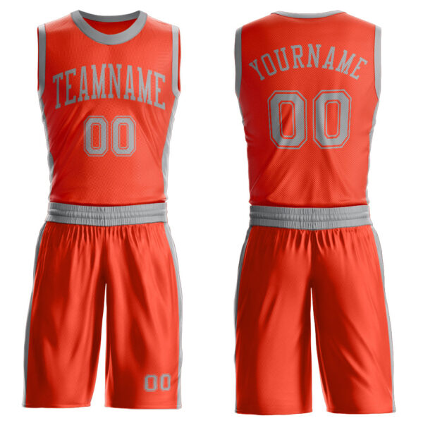Custom Orange Gray Round Neck Suit Basketball Jersey