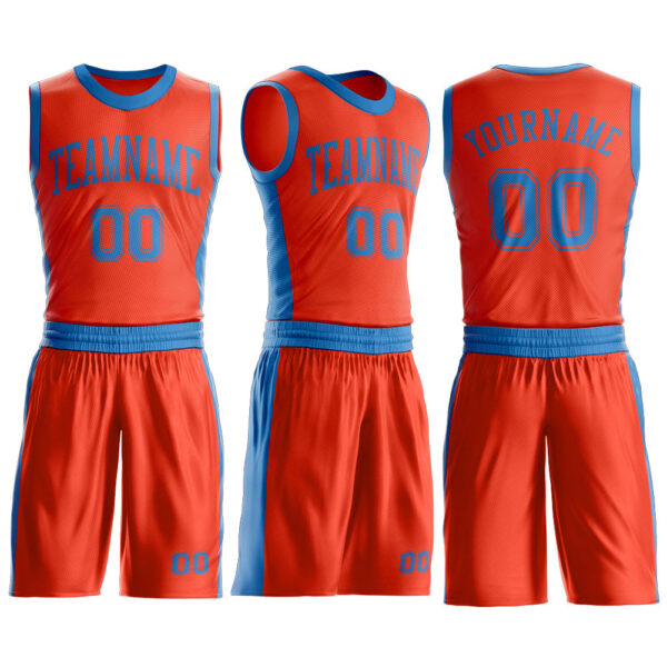 Custom Orange Blue Round Neck Suit Basketball Jersey