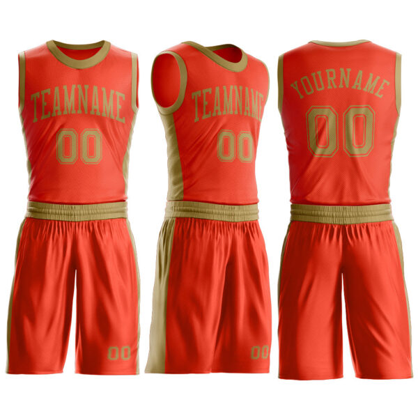 Custom Orange Old Gold Round Neck Suit Basketball Jersey