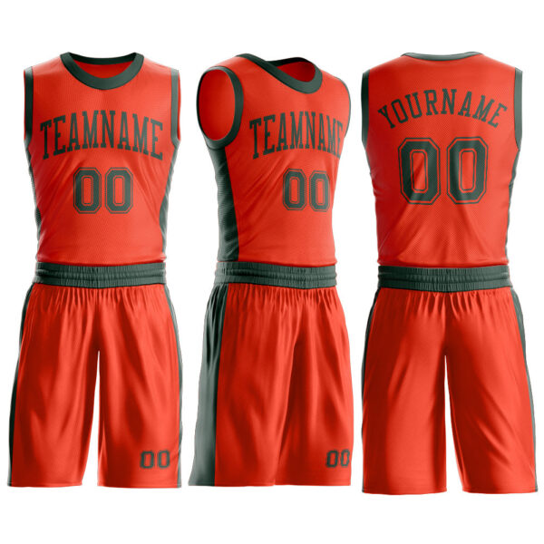 Custom Orange Green Round Neck Suit Basketball Jersey