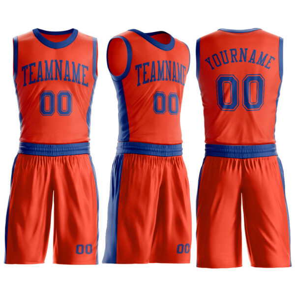 Custom Orange Royal Round Neck Suit Basketball Jersey