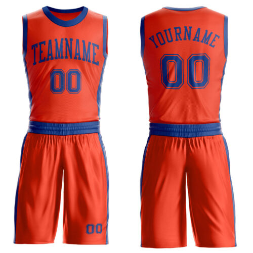 Custom Orange Royal Round Neck Suit Basketball Jersey