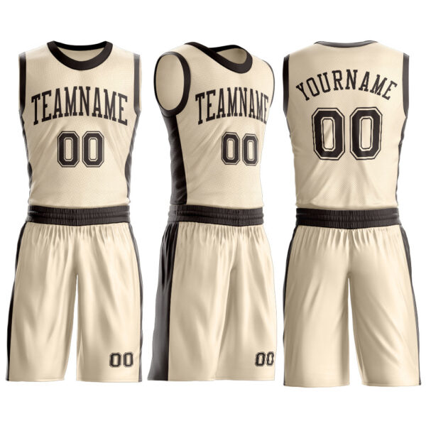 Custom Cream Brown Round Neck Suit Basketball Jersey