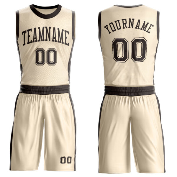 Custom Cream Brown Round Neck Suit Basketball Jersey
