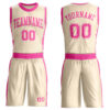Custom Cream Pink Round Neck Suit Basketball Jersey