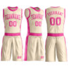 Custom Cream Pink Round Neck Suit Basketball Jersey