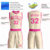 Custom Cream Pink Round Neck Suit Basketball Jersey