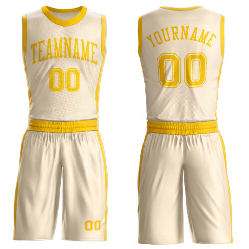 Custom Cream Gold Round Neck Suit Basketball Jersey