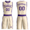 Custom Cream Purple Round Neck Suit Basketball Jersey