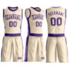 Custom Cream Purple Round Neck Suit Basketball Jersey