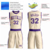 Custom Cream Purple Round Neck Suit Basketball Jersey