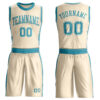 Custom Cream Teal Round Neck Suit Basketball Jersey