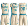 Custom Cream Teal Round Neck Suit Basketball Jersey