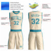 Custom Cream Teal Round Neck Suit Basketball Jersey