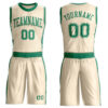 Custom Cream Kelly Green Round Neck Suit Basketball Jersey