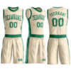 Custom Cream Kelly Green Round Neck Suit Basketball Jersey
