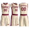 Custom Cream Maroon Round Neck Suit Basketball Jersey