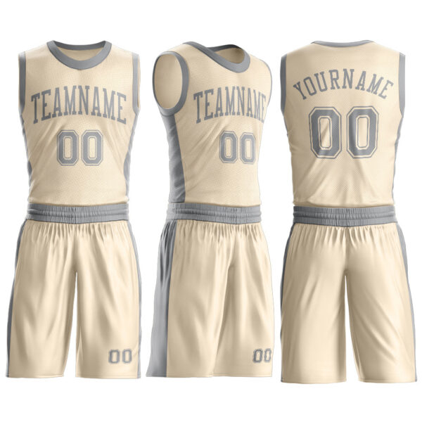 Custom Cream Gray Round Neck Suit Basketball Jersey