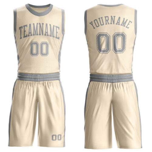Custom Cream Gray Round Neck Suit Basketball Jersey