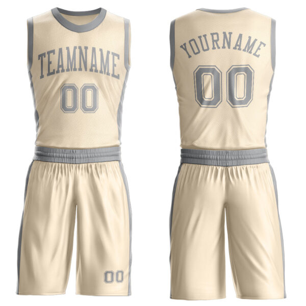 Custom Cream Gray Round Neck Suit Basketball Jersey