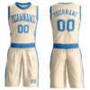 Custom Cream Blue Round Neck Suit Basketball Jersey