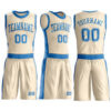 Custom Cream Blue Round Neck Suit Basketball Jersey