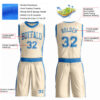 Custom Cream Blue Round Neck Suit Basketball Jersey