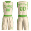 Custom Cream Neon Green Round Neck Suit Basketball Jersey