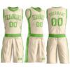 Custom Cream Neon Green Round Neck Suit Basketball Jersey