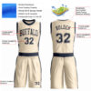 Custom Cream Navy Round Neck Suit Basketball Jersey